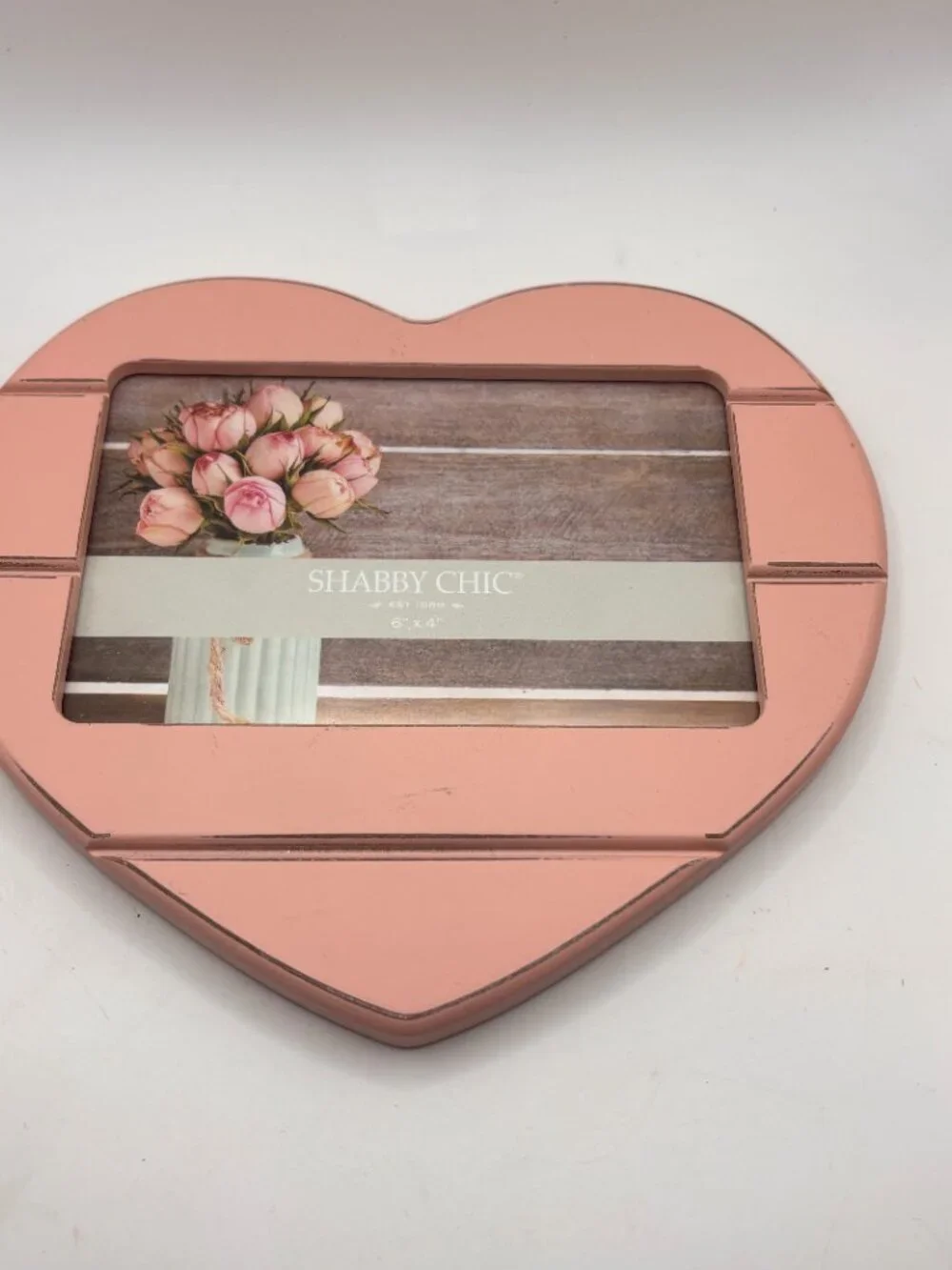 Shabby Chic Picture Frame Pink Wood Shiplap style Heart Romantic Cottagecore